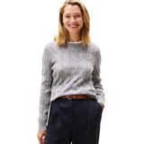 Tommy Hilfiger Soft Wool Cable Crew Neck Uzun Kollu Kadın Kazak, Gri