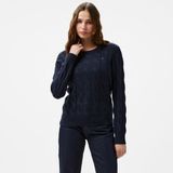 Tommy Hilfiger Soft Wool Cable Kadın Mavi Kazak - DW5-Mavi - XS