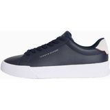 Tommy Hilfiger Spor Ayakkabı Erkek Düz Tabanlı Lacivert Deri Sneaker Modern Tasarım