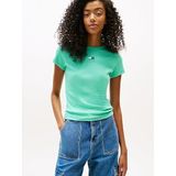Tommy Hilfiger S/S Tişört, M, DW0DW17881, Yeşil, Kadın