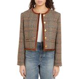 Tommy Hilfiger Standart Kahve Kadın Ceket Tweed Yün Mıx Check Crew Jacket - 34