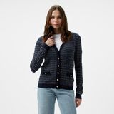 Tommy Hilfiger Textured V-Nk Kadın Beyaz Hırka - 04T-Lacivert - XS