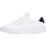 TOMMY HILFIGER TH COURT LTH DETAY ESS Erkek Spor Ayakkabıları, Beyaz/Çöl Gökyüzü, 46