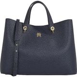 Tommy Hilfiger th emblem satchel Kadın El Çantası space blue OS