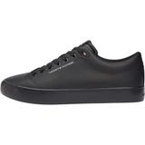 Tommy Hilfiger Th Hı Vulc Core Deri Karışımlı Logolu Sneaker Erkek Ayakkabı,black 44, 44 EU, numeric_44