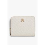 Tommy Hilfiger Th Kadın Icon Med Za W/Flap Mono Açık Bej Cüzdan