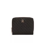 Tommy Hilfiger Th Kadın Icon Med Za W/Flap Mono Siyah Cüzdan