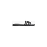 Tommy Hilfiger Th Kadın Script Flat Mule Deri Sandalet - Siyah