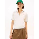 Tommy Hilfiger Th Scrıpt Lyocell Zıp Ss Polo Kadın Bej T-Shirt - Ww0ww47853