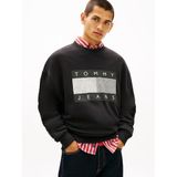 TOMMY HILFIGER TJM 90S DISTRESSED FLAG CREW Erkek Sweatshirt, Black, S