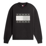 TOMMY HILFIGER TJM 90S DISTRESSED FLAG CREW Erkek Sweatshirt, Black, S