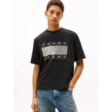 TOMMY HILFIGER TJM 90S DISTRESSED FLAG TEE Erkek T-shirt, Black, S