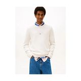 Tommy Hilfiger Tjm Erkek Slim Beyaz Linear Kazak - XL