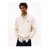 Tommy Hilfiger TJM Normal Kesim Armalı Yarım Fermuarlı Erkek Beyaz Sweatshirt DM0DM22344YBH