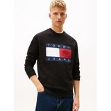 TOMMY HILFIGER TJM REG BIG FLAG CNECK EXT Erkek Sweatshirt, Black, S