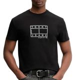 TOMMY HILFIGER TJM REG CENTER FLAG SS TEE Erkek T-shirt, Black, M