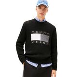 TOMMY HILFIGER TJM REG FLAG BEARER SWEATER Erkek Kazak, Black, M