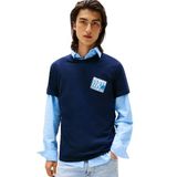 TOMMY HILFIGER TJM REG FLAG DNA TEE EXT Erkek T-shirt, Mavi, XL