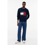 Tommy Hilfiger Tjm Reg Flag Sweater Cnck Erkek Mavi Kazak - DM0DM23413