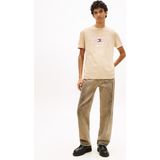 Tommy Hilfiger Tjm Reg La Wavıng Flag Ext Erkek Bej T-Shirt - DM0DM22520