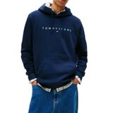 Tommy Hilfiger tjm reg linear logo hoodie ext Erkek Sweatshirt Dark Night Navy Multi L