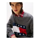 Tommy Hilfiger TJM REG MELANGE FLAG SWEATER Erkek Gri Kazak - DM0DM22105