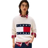 Tommy Hilfiger tjm reg melange flag sweater Erkek Kazak Ancient White Htr S