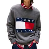 TOMMY HILFIGER TJM REG MELANGE FLAG SWEATER Erkek Kazak, Gri, L