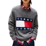 TOMMY HILFIGER TJM REG MELANGE FLAG SWEATER Erkek Kazak, Gri, S