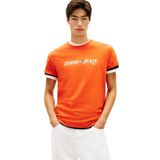 Tommy Hilfiger TJM Regular Fit Vintage T-shirt, S, DM0DM22548, Kırmızı, Erkek