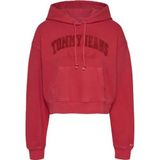 Tommy Hilfiger tjw boxy crp gmd varsity hoodie Kadın Sweatshirt Red Hot M
