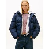 Tommy Hilfiger Tjw Büyük Beden Kapüşonlu Bayraklı Şişme Kadın Lacivert Mont Dw0dw22041c1g