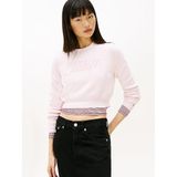 Tommy Hilfiger TJW Chenille Logolu Crop Kazak, M, DW0DW22028, Açık Pembe, Kadın