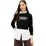 TOMMY HILFIGER TJW CROP CHENILLE SCRIPT SWEATER Kadın Kazak, Black, XS