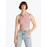 Tommy Hilfiger TJW CRP GMD RIB SL POLO Kadın Polo T-shirt, Pembe, M