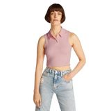 Tommy Hilfiger TJW CRP GMD RIB SL POLO Kadın Polo T-shirt, Pembe, S