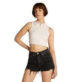 Tommy Hilfiger tjw crp gmd rib sl polo Kadın Shirt Ancient White M