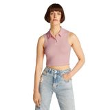 Tommy Hilfiger tjw crp gmd rib sl polo Kadın Shirt Precious Pink XS