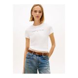 Tommy Hilfiger TJW Dar Kesim Lineer Kadın Beyaz T-shirt DW0DW18398YBL
