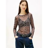 Tommy Hilfiger Tjw Dar Kesim Tamamı Baskılı File Uzun Kollu Kadın Kahverengi Bluz Dw0dw215580hd