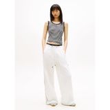 Tommy Hilfiger TJW Essential Rib Örgü T-shirt, M, DW0DW20673, Siyah - Ekru, Kadın