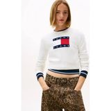 Tommy Hilfiger Tjw Işıltılı Bayrak Desenli Kadın Beyaz Kazak DW0DW21690YBH - XS