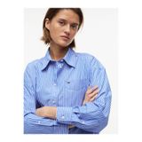 Tommy Hilfiger Tjw Kadın Oversize Essential Asil Mavi/Çizgili Gömlek Ext