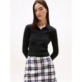 Tommy Hilfiger Tjw Klasik Polo Uzun Kollu Kadın Siyah Kazak DW0DW21829BDS - XS