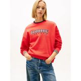 Tommy Hilfiger TJW Kutulu Kesim Tommy Aplikeli Bisiklet Yaka Kadın Kırmızı Sweatshirt DW0DW22565XK3
