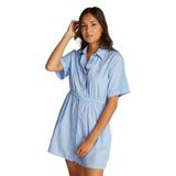 Tommy Hilfiger tjw mini stripe shirt dress Kadın Elbise Sugarplum/Stripe XS