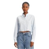 Tommy Hilfiger tjw reg crop stripe poplin shirt Kadın Shirt Light Powdery Blue/Stripe M