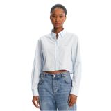Tommy Hilfiger tjw reg crop stripe poplin shirt Kadın Shirt Light Powdery Blue/Stripe XS