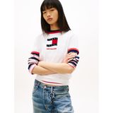 Tommy Hilfiger tjw reg novelty ringer ext Kadın T-Shirts ecru XS