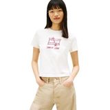 TOMMY HILFIGER TJW REG SH TOMMY STAR SS TEE Kadın T-shirt, Ecru, L